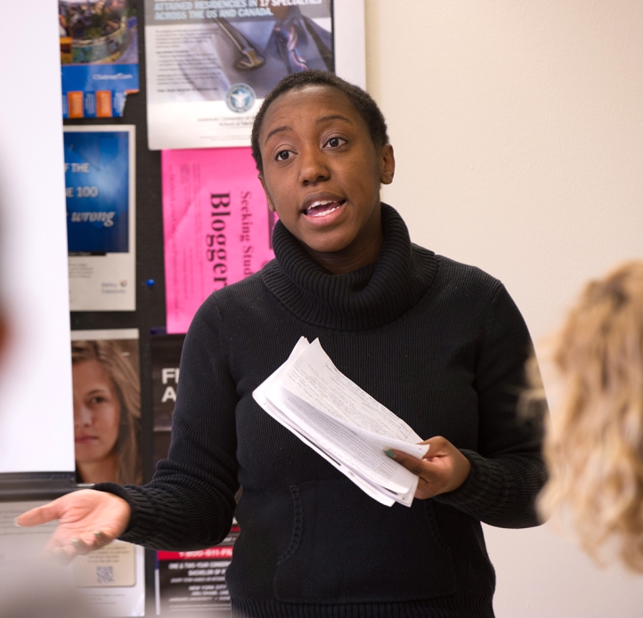 Student giving a presentation in class