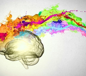 Brain image with colorful splash