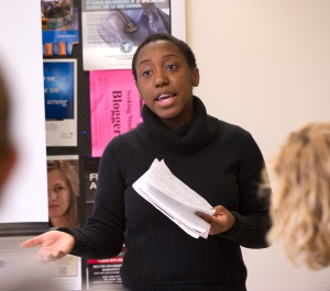 Student giving a presentation in class